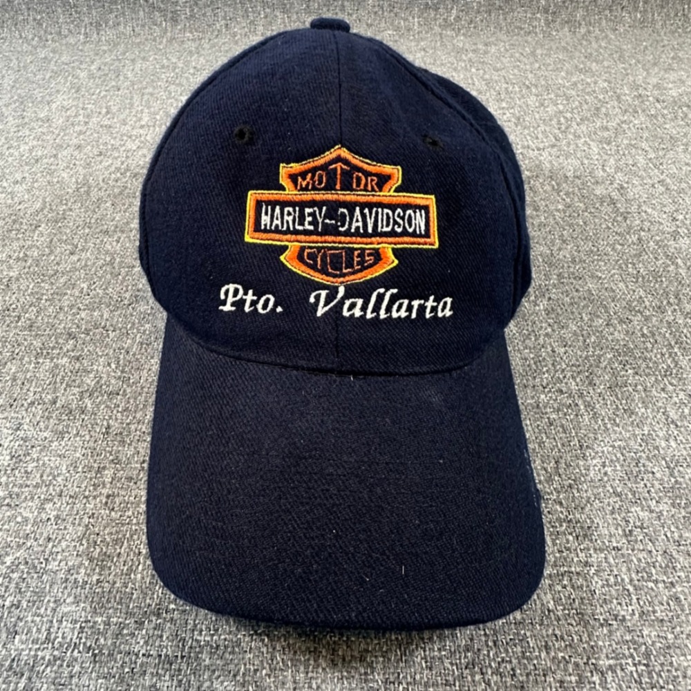 Harley-Davidson Puerto Vallarta Navy Blue Wool Blend Biker Baseball Hat Cap OSFA